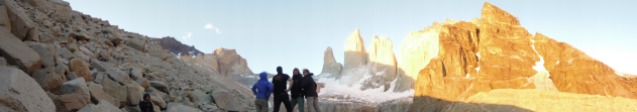 the Fantastic 4 at sunrise on the Torres del Paine (photo credit : Anthony Reccia)