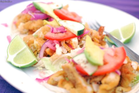 Shrimp tacos at Las Panchas, Holbox island, Mexico